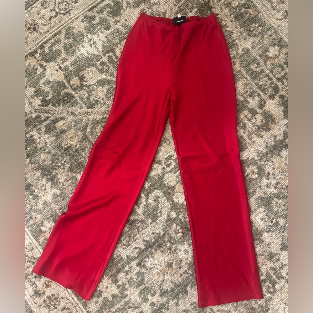 Reformation Gale Satin Mid Rise Bias Pant Red - Size XS